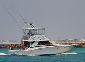 Click to enlarge image  - The Blue Runner II Coming in to harbor - June 30, 2011