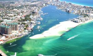 Click to enlarge image  - Destin Pass and the Harbor from above - March 15, 2011